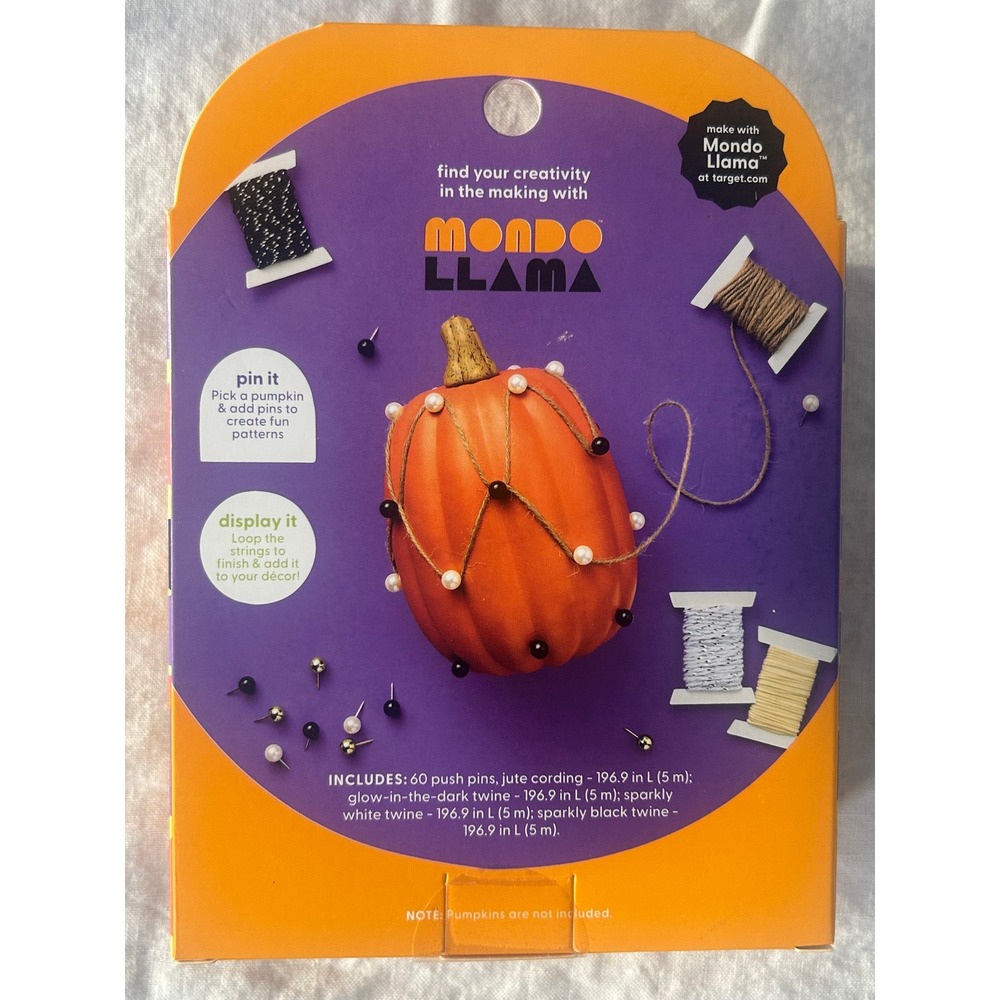 Mondo Llama Create Your Own Pumpkin String Art Kit Glow In Dark Halloween #995 - Picture 2 of 5